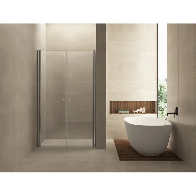 Wiesbaden Douchedeur | 2 Pendeldeuren | 120x200cm | 6mm NANO coating glas | Chroom | Nisdeur