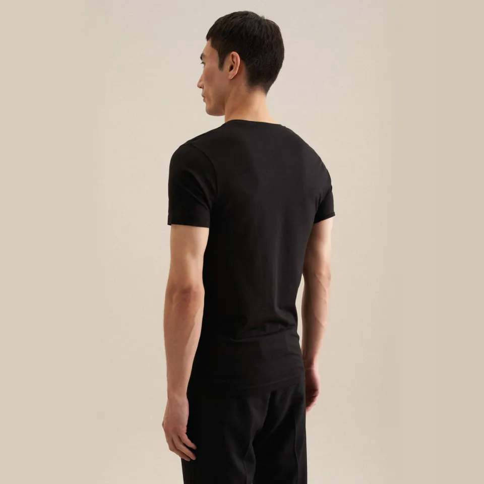 Seidensticker slim fit t-shirt V-hals zwart, foto 5