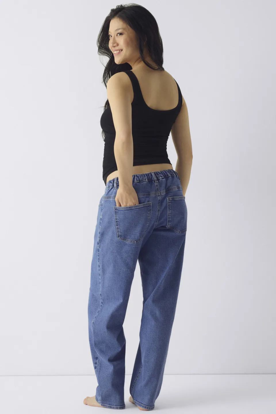 Only MATERNITY Olmluma low waist zwangerschaps straight leg jeans medium blue denim, foto 4