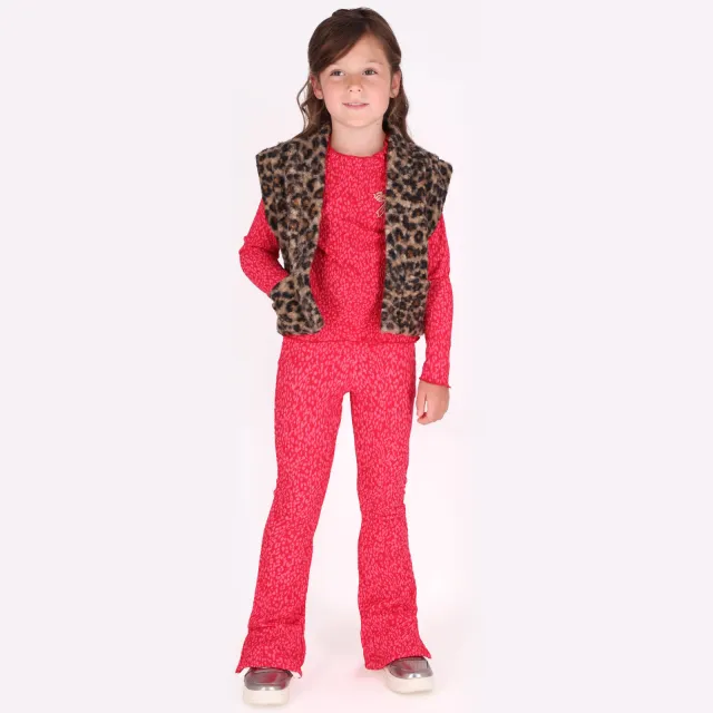 B.Nosy teddy rechtvallend gilet met panterprint - bruin Bruin/beige