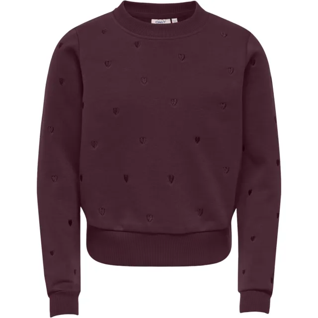 Only KIDS ONLY GIRL rechtvallende sweater met borduursels en hartjes - donkerrood