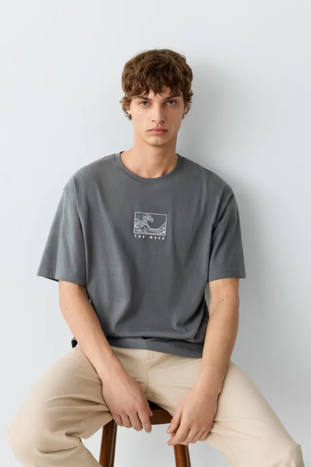 Mango Teen T-shirt met print grijs