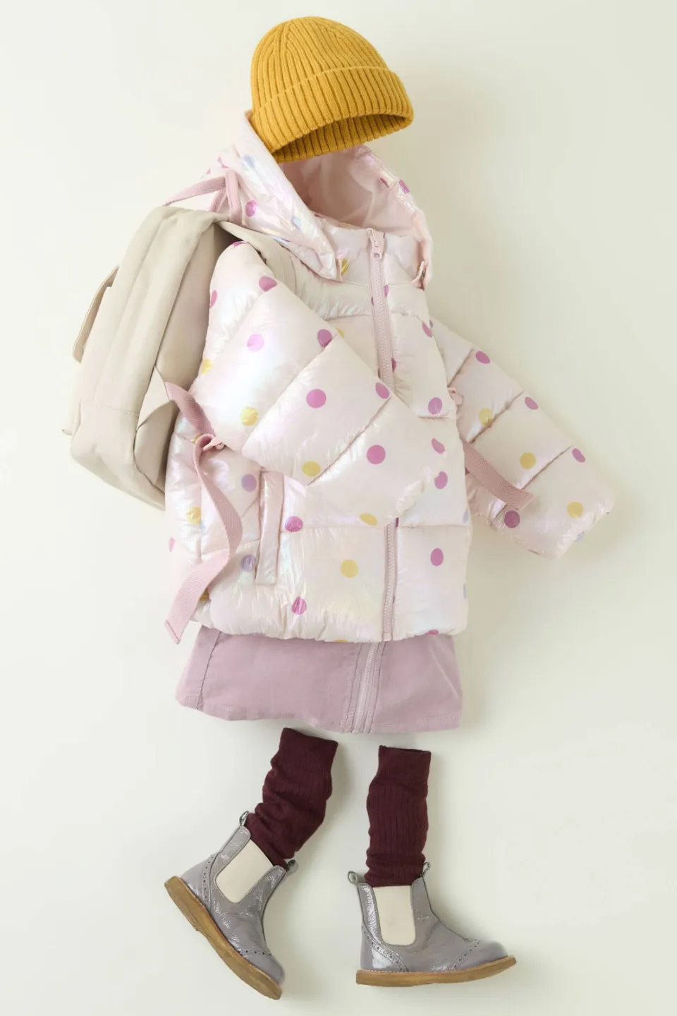 NAME IT MINI gewatteerde winterjas wit parelmoer