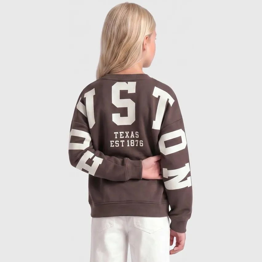 Only KIDS ONLY GIRL sweater met backprint - donkerbruin