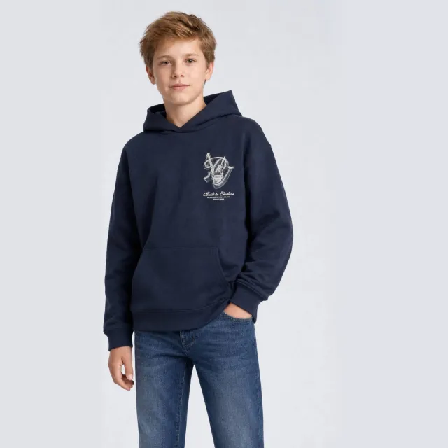 Petrol Industries hoodie met backprint - donkerblauw