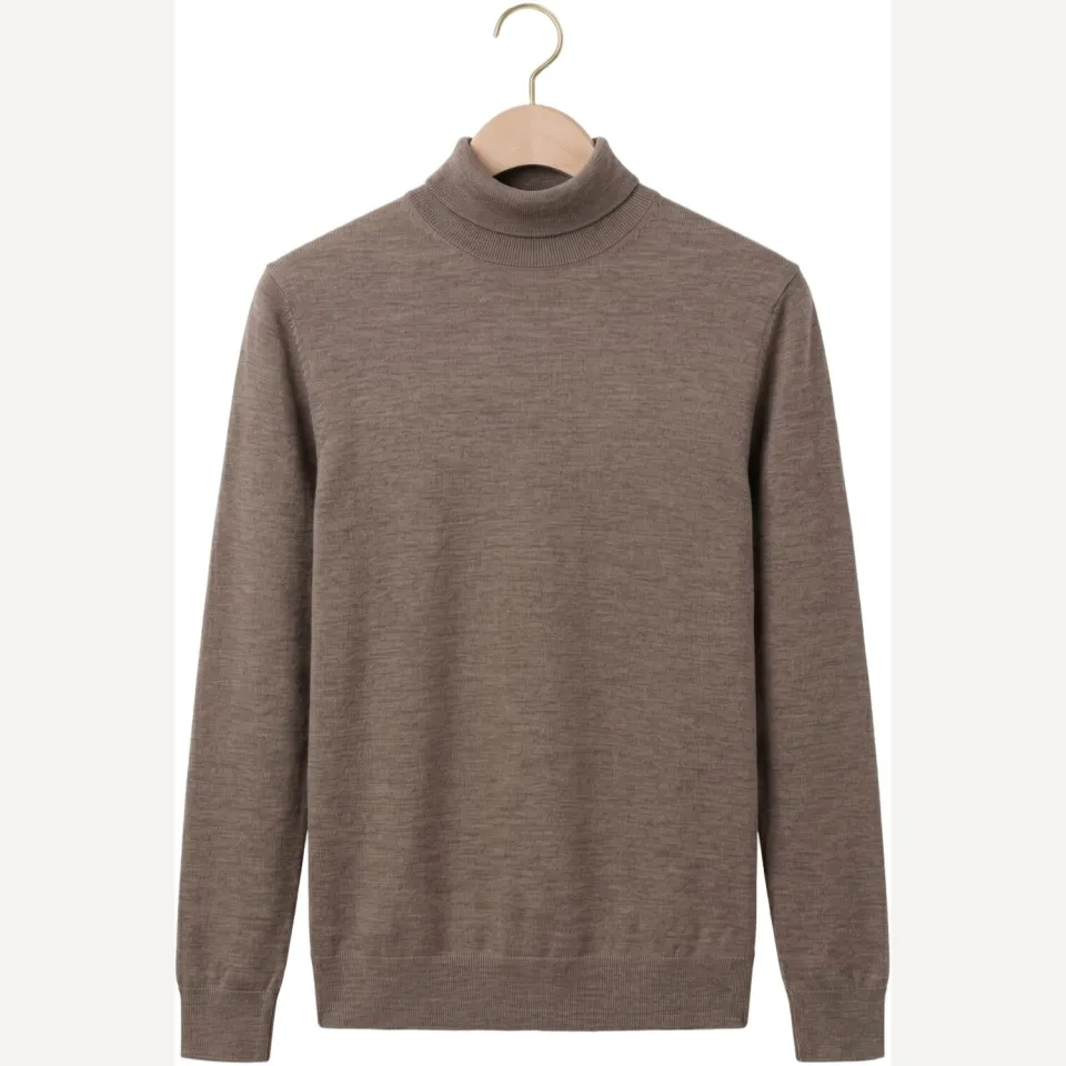 Profuomo Heren Truien & Vesten Pullover Mock Neck Extrafine Merino - Taupe, foto 2
