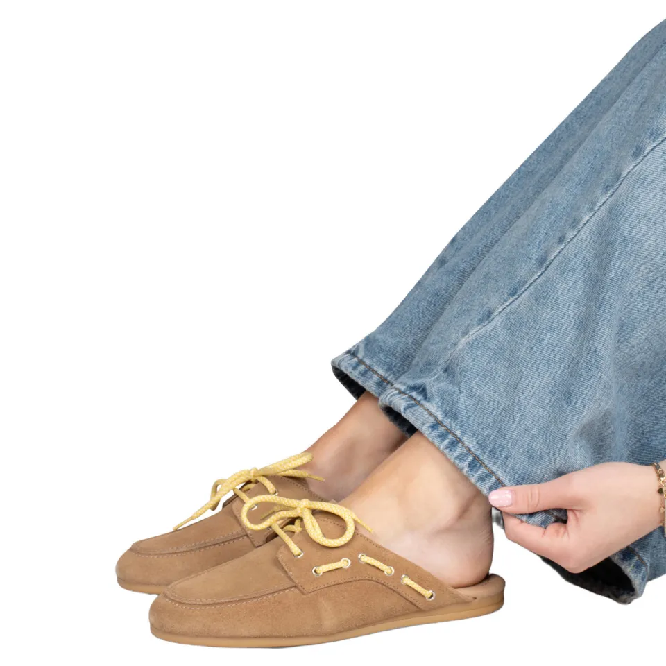 Poelman Loes suède slipper camel, foto 6