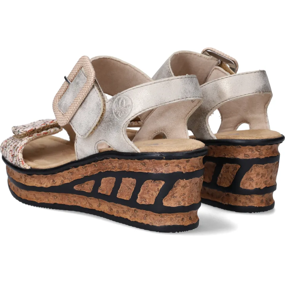 Rieker 68172-60 sleehak sandalen beige, foto 5