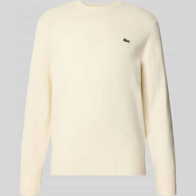 Lacoste klassiek fit pullover van zuivere wol crème, foto 2