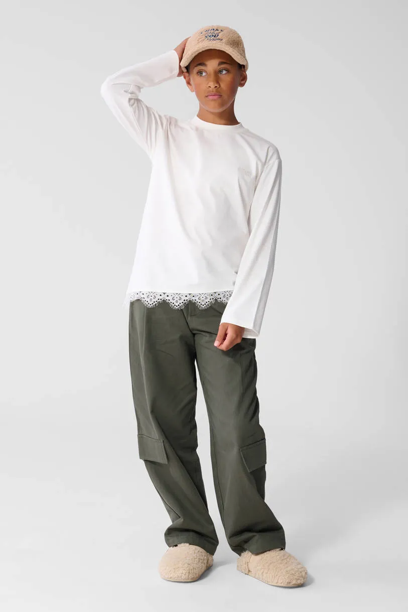 Shoeby high waist cargobroek donkergroen