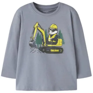 NAME IT rechtvallende longsleeve met print lichtblauw