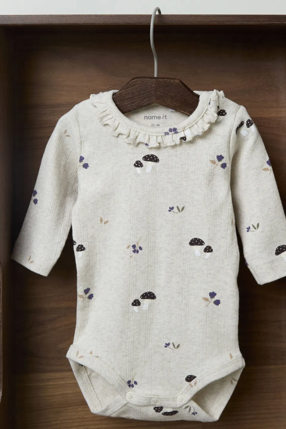 NAME IT BABY katoenen romper met ruches en print - beige, foto 2