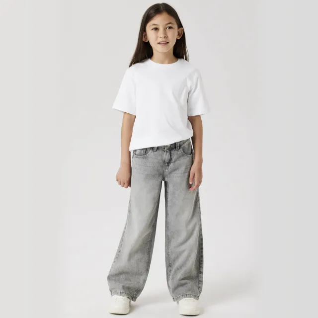 NAME IT KIDS wide leg jeans NKFROSE light grey denim