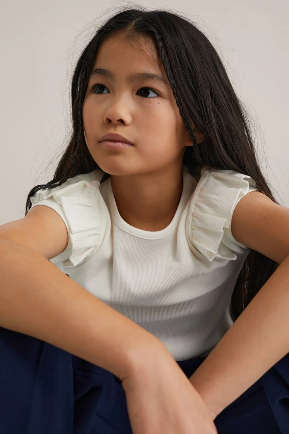 WE Fashion t-shirt met ruches wit, foto 4