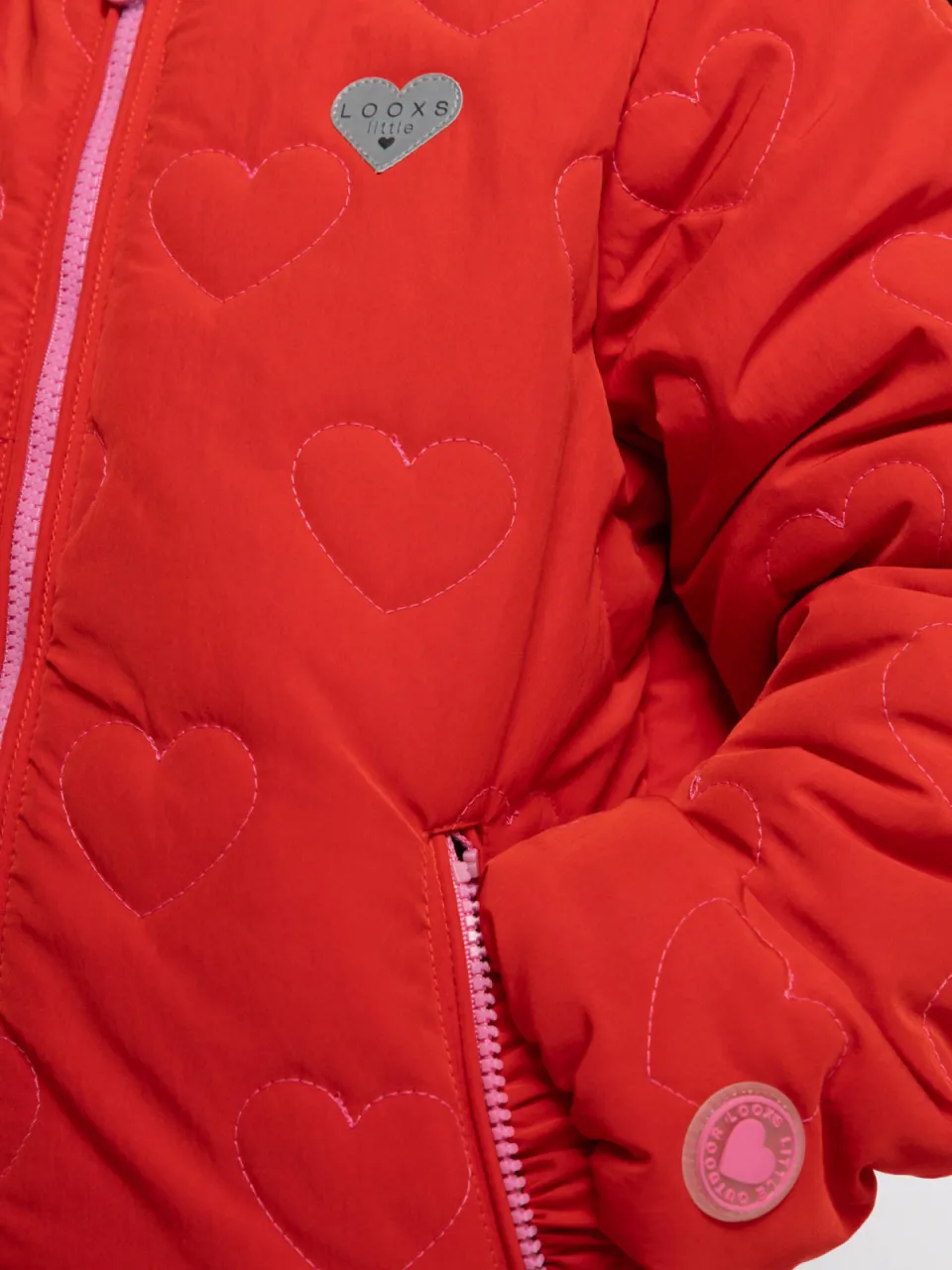 LOOXS little teddy winterjas met hartjes rood, foto 8