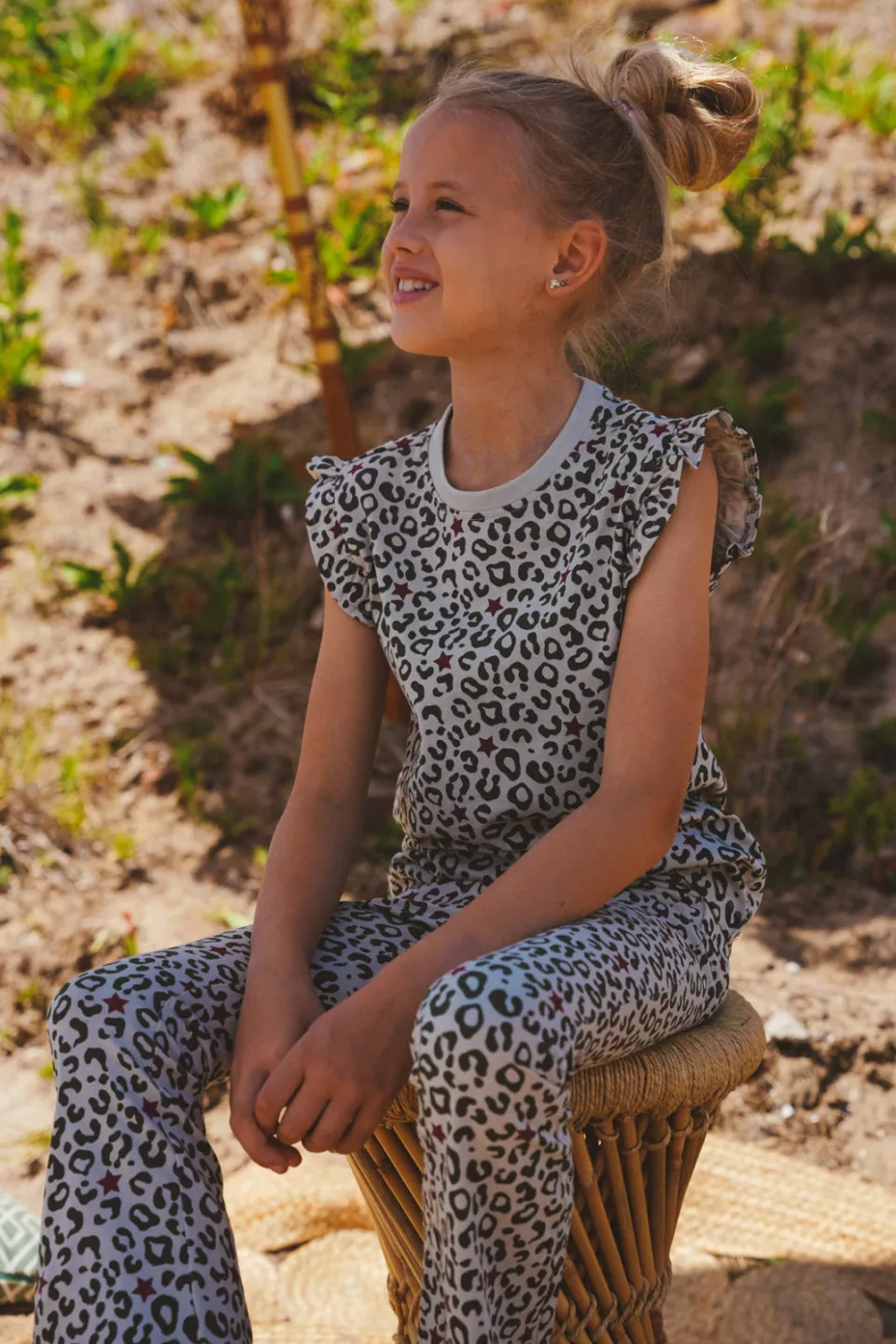 TYGO & vito jersey T-shirt met panterprint zand
