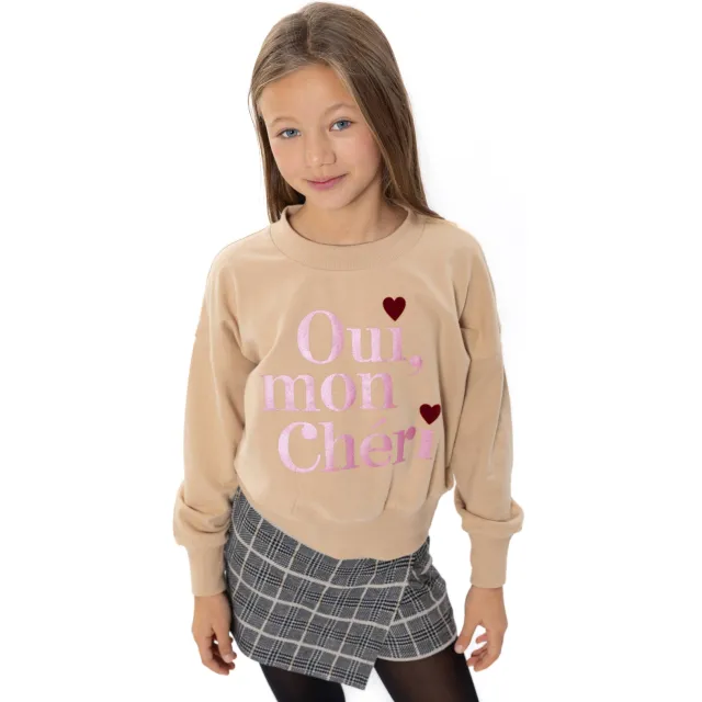 No Way Monday boxy sweater met tekst - beige