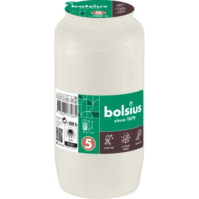 Bolsius Herdenkingslicht Nr. 5 Wit