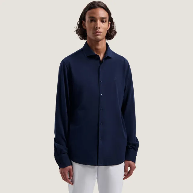 Dstrezzed casual overhemd pique donkerblauw