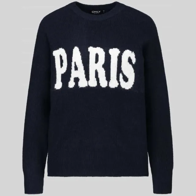 Only relaxed fit pullover met wol model 'JERICO' Marineblauw