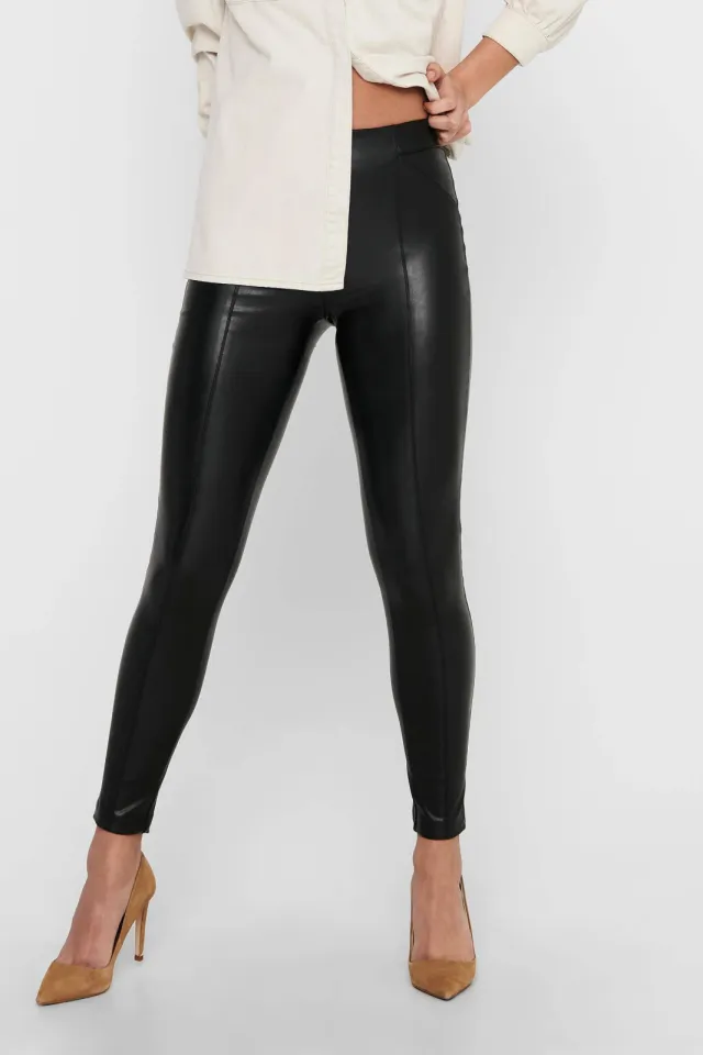 Only ONLJESSIE imitatieleren legging zwart, foto 4