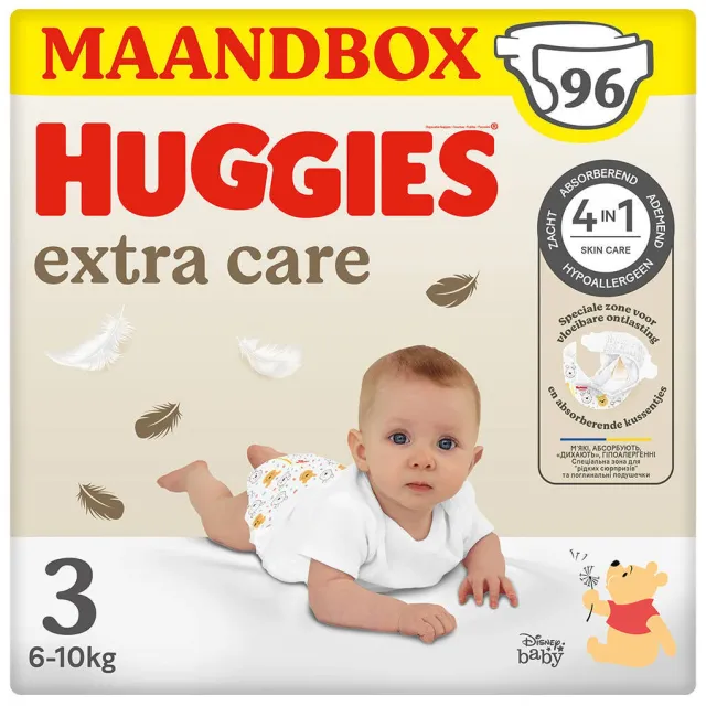 Huggies Extra Care luiers - maat 3 (6 - 10 kg) - 96 stuks