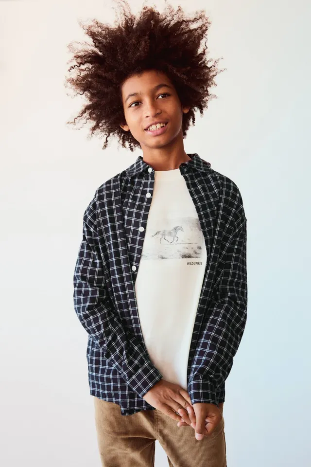 Mango Kids geruit overhemd - zwart