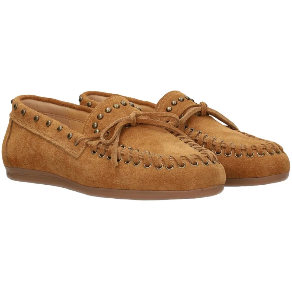 Poelman Kiya suède mocassins met studs - cognac, foto 4