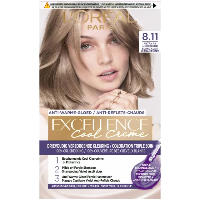 L'oréal Excellence Cool Crème haarkleuring 8.11 ultra licht asblond