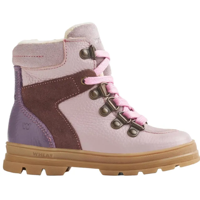 Wheat leren enkelboots met profielzool - lichtroze