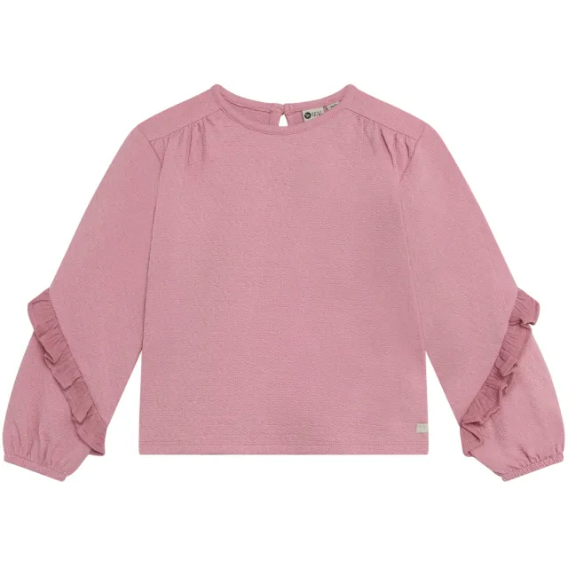Daily7 rechtvallende longsleeve met ruches oudroze