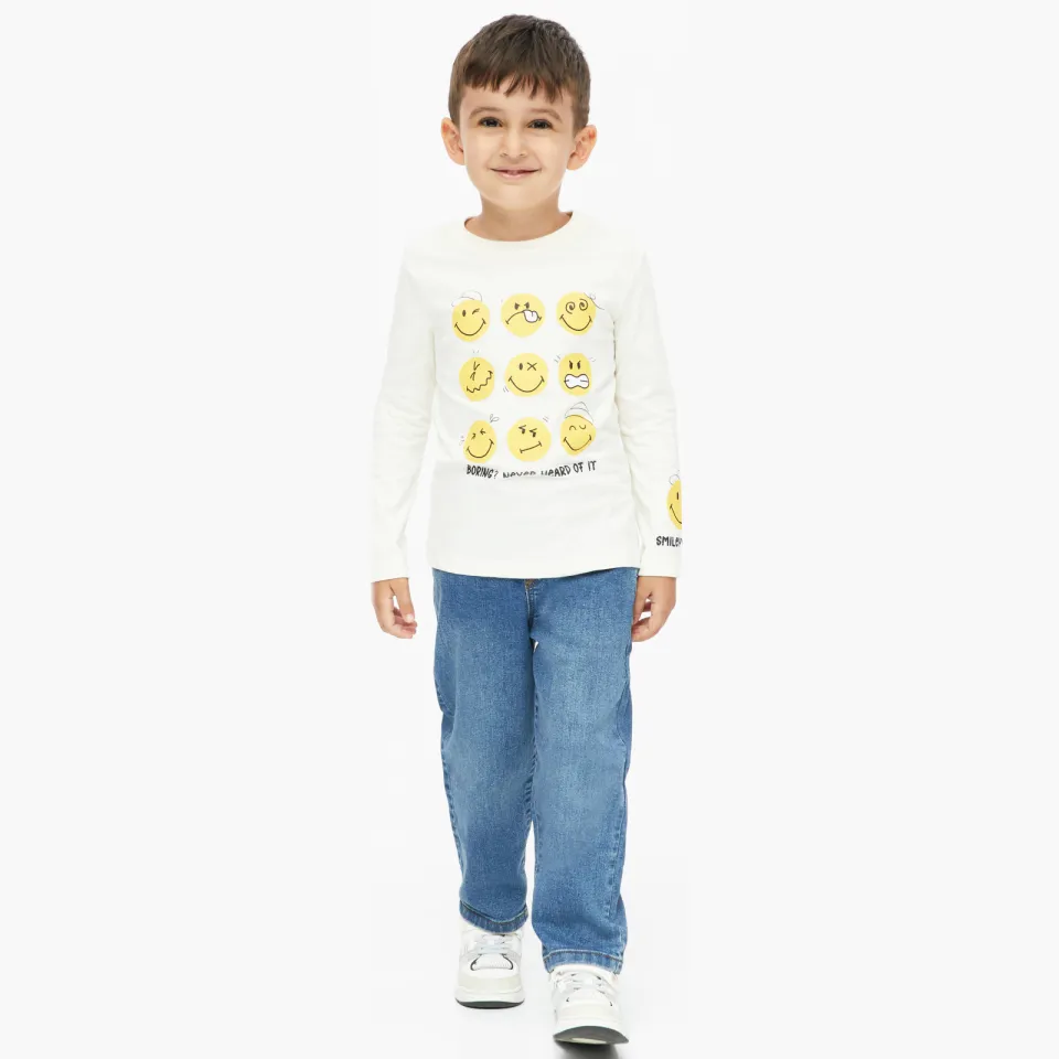 s.Oliver longsleeve met print ecru Ecru/geel