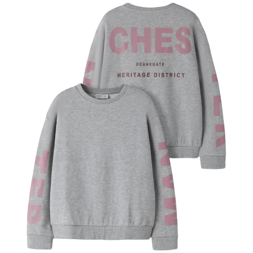 NAME IT KIDS oversized sweater met backprint - grijs Grijs melange