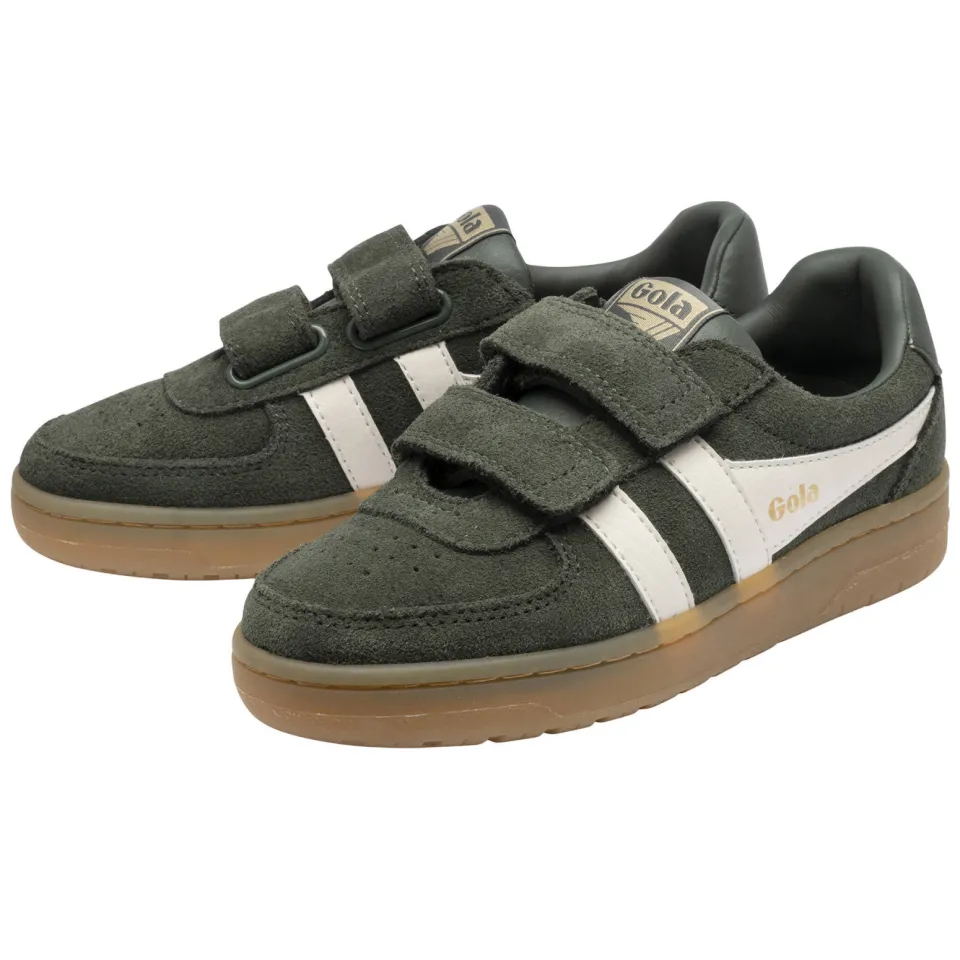 Gola Hawk Strap leren suède sneakers - donkergroen/wit, foto 3