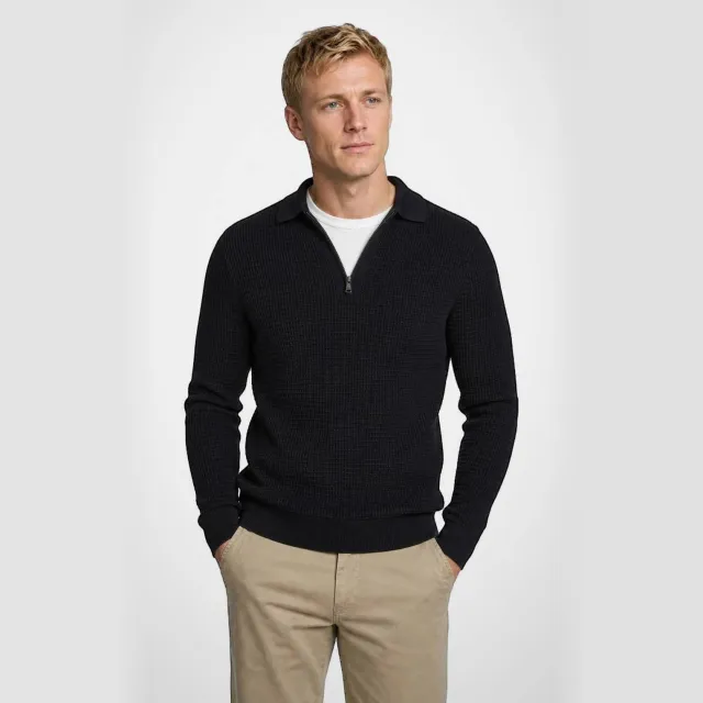 McGregor regular fit gebreide trui met kasjmier- donkerblauw Navy