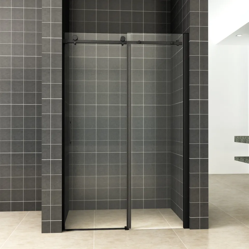 Wiesbaden Slide nis schuifdeur 1100 x 2000 x 8 mm nano helder glas/mat zwart