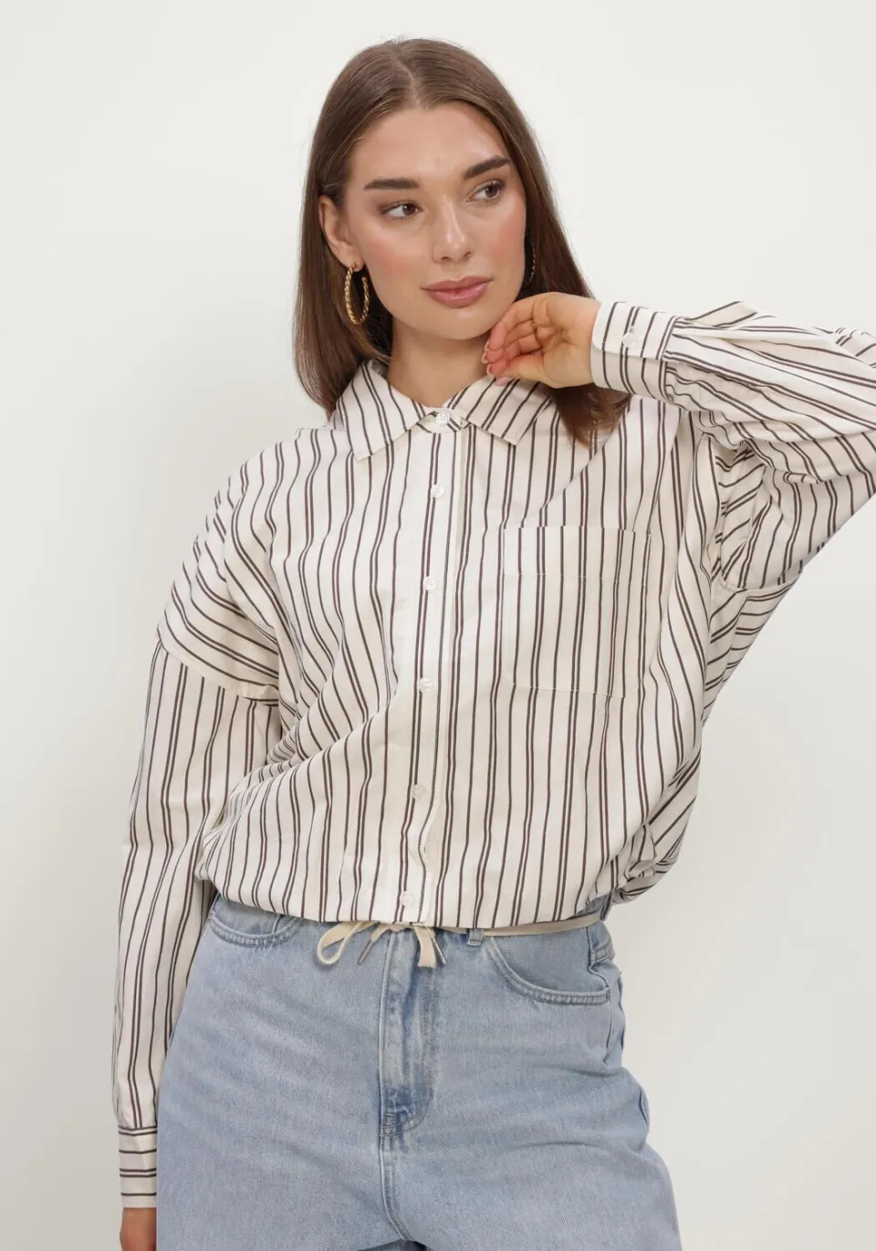 Catwalk Junkie gestreepte blouse crème, foto 4