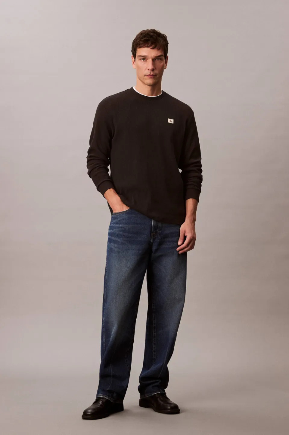Calvin Klein JEANS longsleeve met ingebreid patroon zwart, foto 4