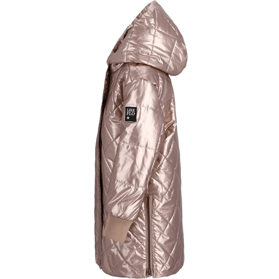 Like Flo quilted winterjas met split bruin, foto 5