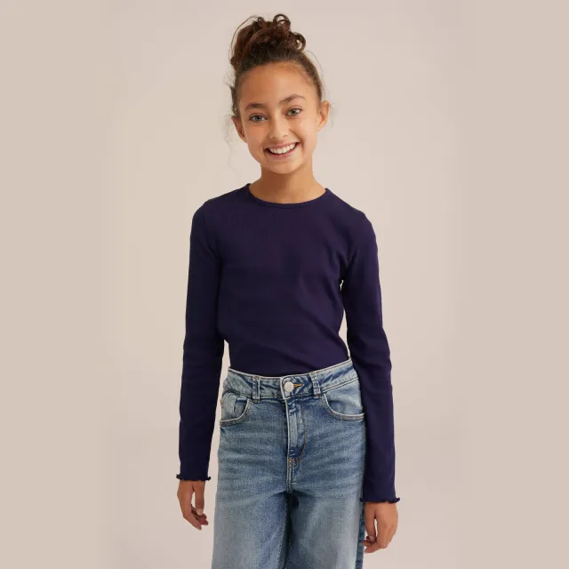 WE Fashion longsleeve marineblauw, foto 4