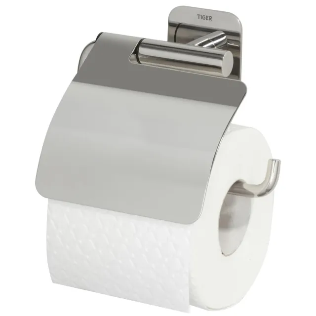 Tiger Colar toiletrolhouder met klep RVS gepolijst