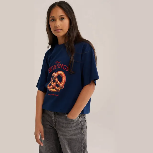 WE Fashion t-shirt met print donkerblauw