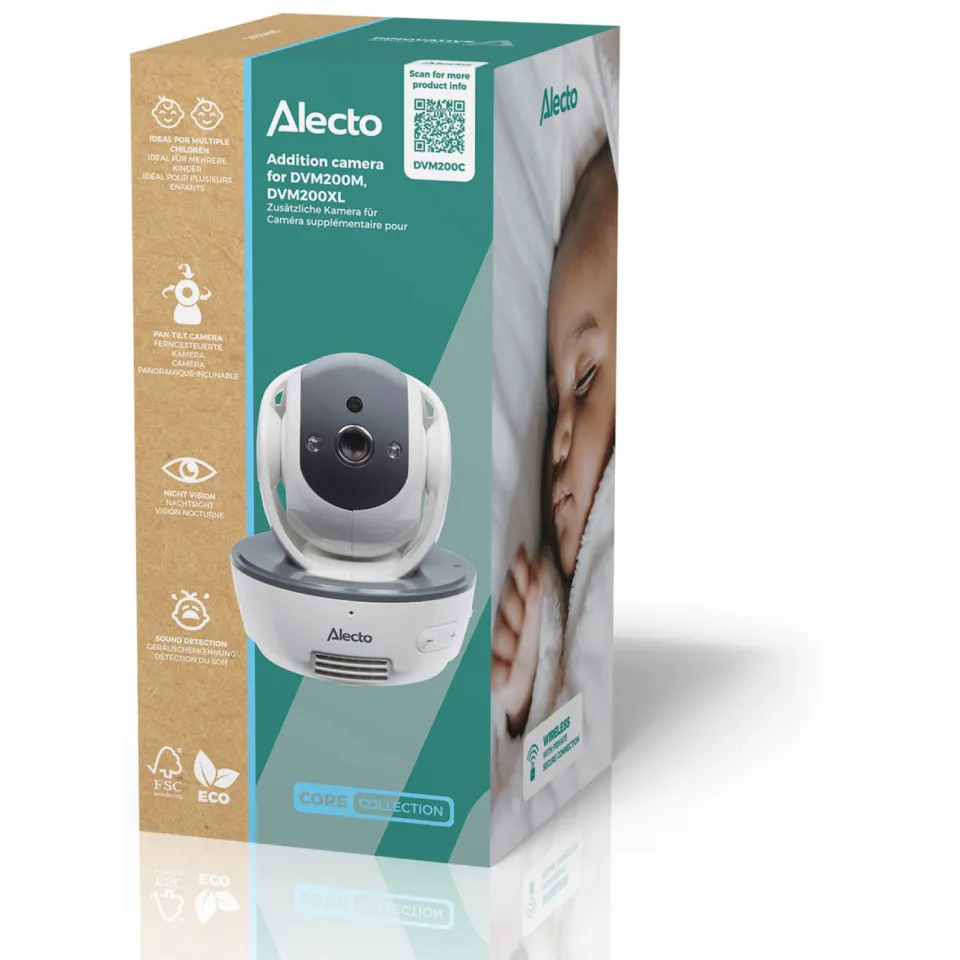 Alecto DVM200M + DVM200C Babyfoon met camera en 4.3' kleurenscherm + Extra camera wit/grijs, foto 2
