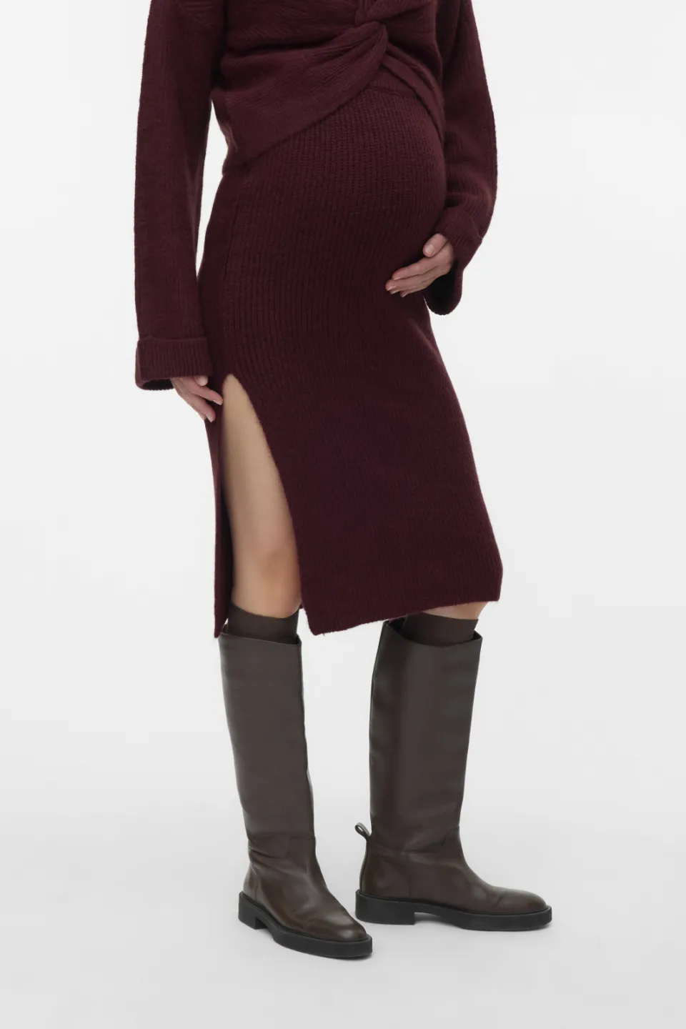 Mamalicious MLSVALA midi rok burgundy, foto 5