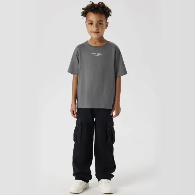 NAME IT T-shirt donkergrijs Lava Smoke-W. Jet Stream Print