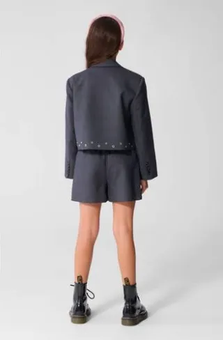 Shoeby korte skort met studs - grijs, foto 3