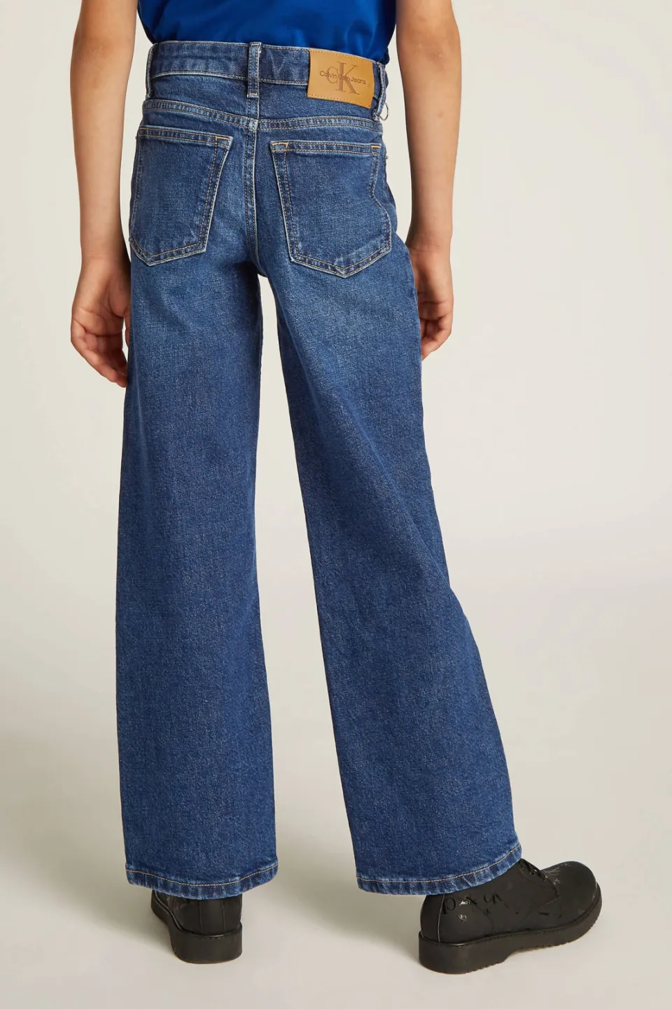 Calvin Klein high waist wide leg jeans dark blue denim, foto 4