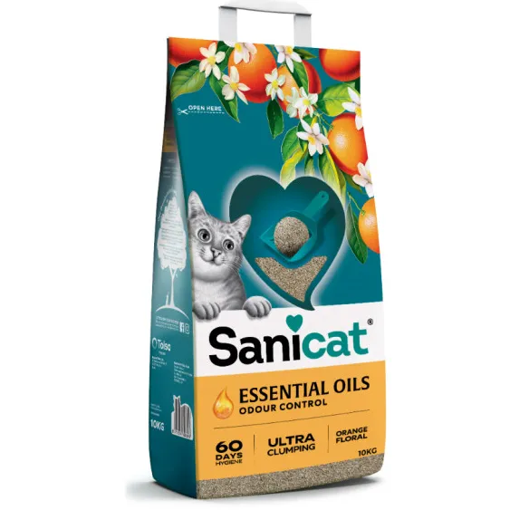 Sanicat Essential Oils Ultra Clumping Orange Floral kattenbakvulling 10 kg