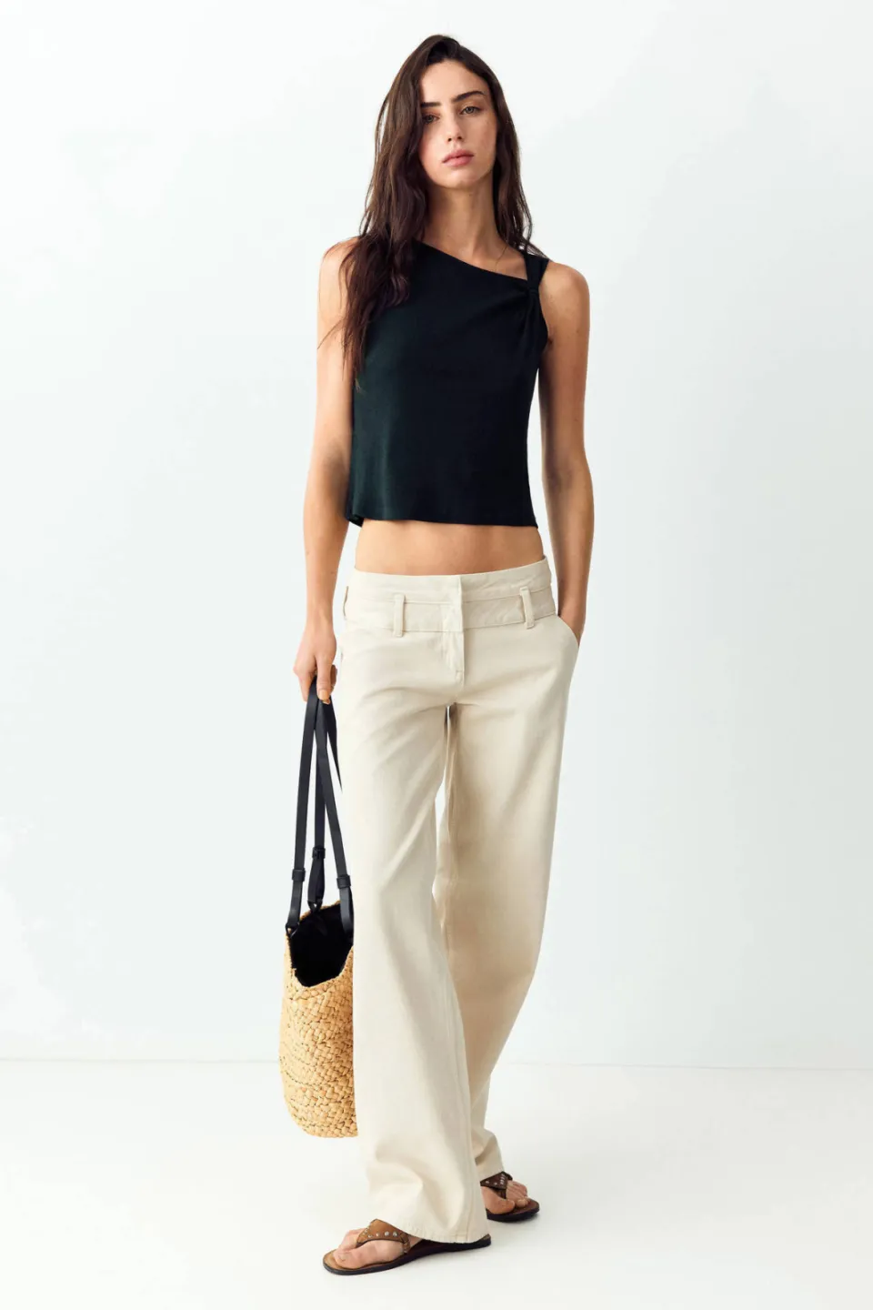 Mango mouwloze top zwart Donkerblauw