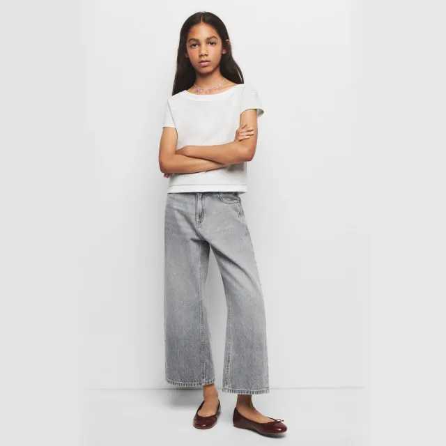 Mango Kids culotte jeans met studs - grey denim